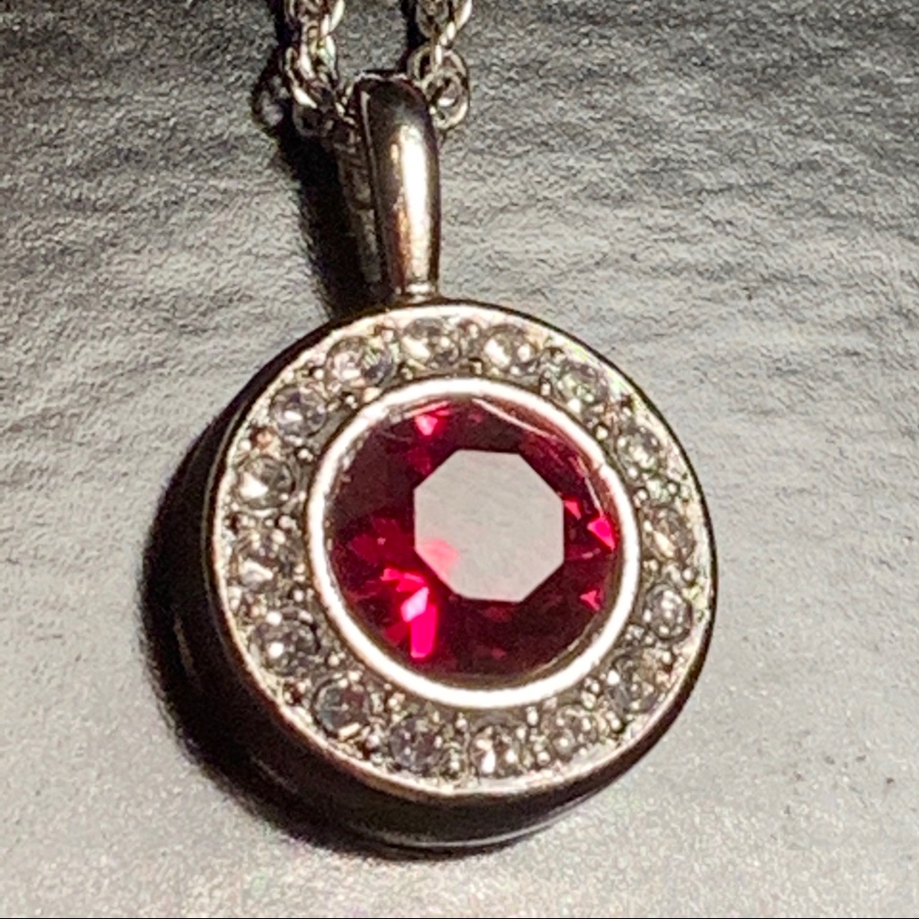 New Swarovski Birthstone Silver Necklace July Ruby 26$